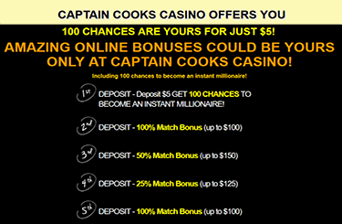 Captain Cooks bonus offers