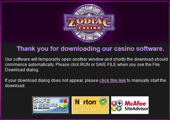 Downloading Zodiac Casino software