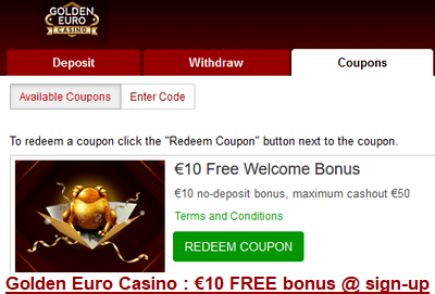 Golden Euro Casino, no deposit required free welcome bonus