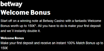 Betway Casino welcome bonus