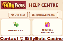 BillyBets Casino contact information