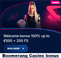 Boomerang Casino welcome bonus