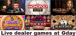 Gday Casino live dealer games