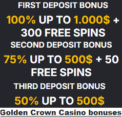 Golden Crown Casino welcome bonuses