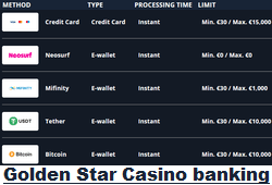 Golden Star Casino banking
