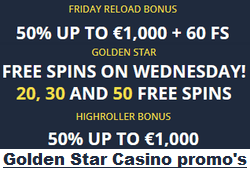Golden Star Casino bonuses & promo's