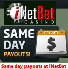 Same day payouts at iNetBet Casino