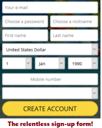 Jumba Bet sign-up form