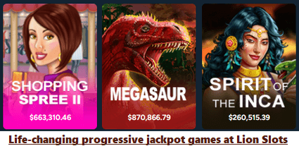 Lion Slots progresasive jackpots