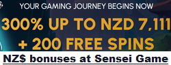 Sensei Game Casino bonus, New Zealand