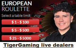 TigerGaming Casino live dealer roulette