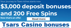 Tsars Casino deposit bonuses