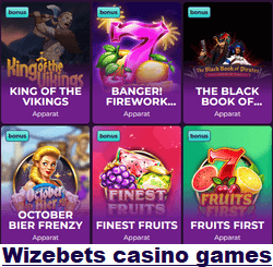 Wizebets casino games