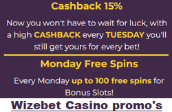 Wizebets Casino promotions