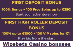 Wizebets Casino welcome bonuses