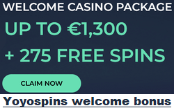 Yoyospins Casino welcome bonuses